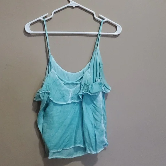 American Eagle Outfitters Light Blue Ruffle Top - Picture 5 of 6